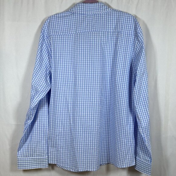 Mens Cotton Button Down Collared Shirt Size XL Blue & White Checkered - Picture 2 of 12